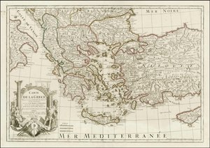 1780 map - Carte de la Grece Dressee sur un grand nombre de memoires anciens et nouveaux, Sur ceux de Mrs. 作者 让·克劳德·德扎赫