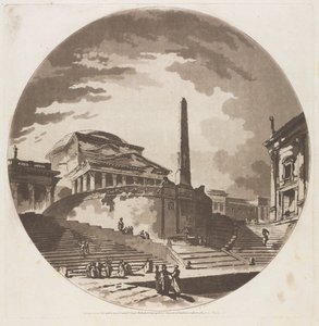 台伯河上带楼梯的圆形大厅景观，1766年。