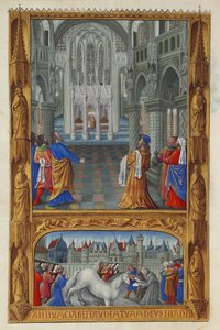 Les Très Riches Heures du Duc de Berry, Folio 129v - The Holy Sacrament 作者 让·科隆比