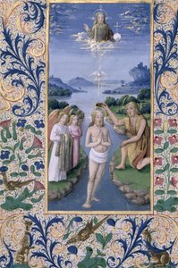 拉特女士。 QvI126 f.88v基督的洗礼，来自“路易·奥尔良时报”，1469年 作者 Jean Colombe