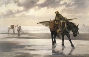 尼乌波尔特的捕虾人》，约 1883 年（布面油画） 作者 让·德尔文（Jean Delvin）