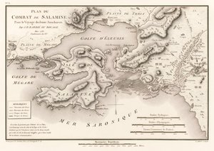 年轻Anacharsis之旅（萨拉米斯萨拉米斯战役计划）的萨拉米斯战役计划由格罗夫的约翰丹尼斯芭比（1760-1825）从希腊年轻的Anacharsis的航行（安娜的旅行） 作者 让·丹尼斯·芭比娃娃du Bocage