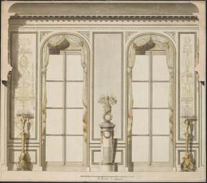 巴黎马萨林夫人酒店大画廊的建筑项目（钢笔和纸本） 作者 让·德斯莫斯汀·杜古尔