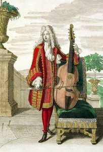 演奏大提琴的绅士，出版于c.1688-90