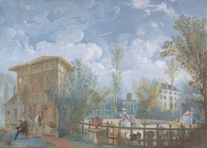 人们在花园里。 1784年