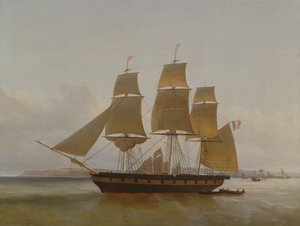 三艘桅船，1846年在勒阿弗尔港 作者 让·多米尼克·德鲁因