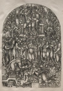 启示录：无数的人站在宝座前，1546-1556年。 作者 让·杜维