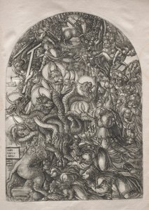 启示录：七头十角的野兽，1546-1556年。 作者 让·杜维