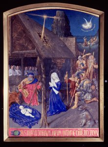 圣母时辰：让-富凯（Jean Fouquet，1420-1481）的 "艾蒂安-谢瓦利埃的时辰 "中的耶稣诞生和牧羊人的崇拜微型画