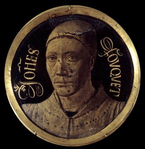 由让·福凯 (Jean Fouquet) (1420-1477/1481) 15 世纪 Diam 通过电子邮件发送的 Notre-Dame de Melun 微型画双联画的自画像。 0.068 米