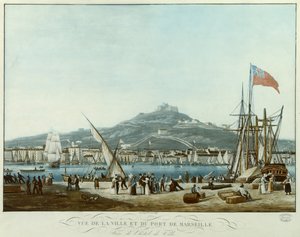 从市政厅观看马赛镇和港口，18-15-30（aquatint）