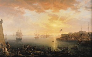 布列斯特港口看法，1796年 作者 让·弗朗索瓦·顺化