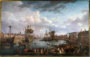 18世纪的布雷斯特港口景观 让-弗朗索瓦-休伊（1751-1823）的绘画 18世纪 作者 让·弗朗索瓦·顺化