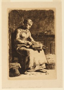 La Cardeuse (The Wool Carder) 作者 Jean Francois Millet