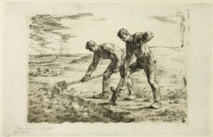 两个男人在挖掘 作者 Jean-Francois Millet