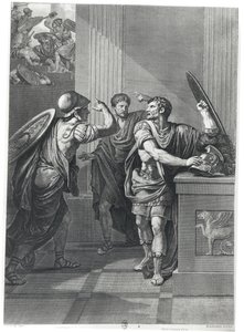 Arcan和Mithridate，来自&39;Mithridate&39;的插图由Jean Racine（1639-99）由Massard雕刻 作者 让-弗朗索瓦·皮埃尔·佩龙