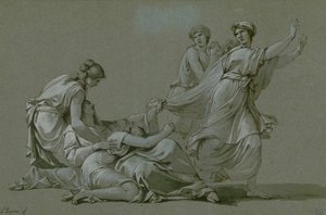 1778年，米诺陶尔被奉为雅典的青年和牺牲者。 作者 让-弗朗索瓦·皮埃尔·佩龙