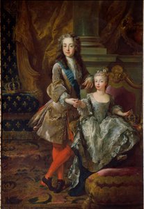 国王路易十五（1710-1774）和他的未婚妻西班牙的玛丽-安妮-维克多尔（1718-1781）的肖像，她是西班牙腓力五世的女儿 让-弗朗索瓦-德-特洛伊（1679-1752）1724年左右佛罗伦萨，皮提宫 作者 让·弗朗索瓦·德·特洛伊
