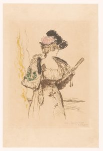 拿扇子的女士
L