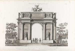 凯旋门。来自：圣彼得堡建造的主要古迹的外墙收藏，180年 作者 让·弗朗索瓦·托马斯·德·托蒙