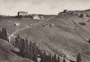 里吉（Rigi）Staffel 酒店，电气 Arth Rigi 铁路（黑白照片