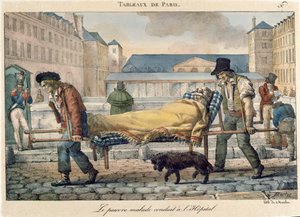 从&39;Tableaux de Paris&39;系列，1820年，一名无效的人被送往医院