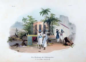 轿兵的搬运工，1828年 作者 让·亨利·马莱特