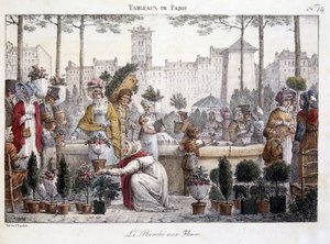 The flower market - lithography by Brocas 作者 让·亨利·马莱特