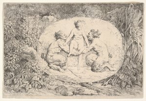 由两个萨提尔支撑的仙女，1763年。 作者 让·奥诺雷·弗拉戈纳尔