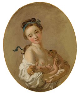 年轻的女孩，抱着两只小狗，约1770年 作者 让·奥诺雷·弗拉戈纳尔