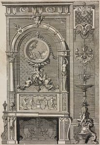 壁炉，由Jean Berain（1640-1711）创作，由Scotin Aine雕刻，出自L
