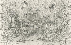 建筑物的毁灭，让-贝兰（1640-1711）为让-巴蒂斯特-卢利（1632-1687）的《阿尔米德》绘制的草图，法国