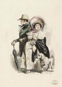 一个Rentier和他的妻子，1840年。 作者 让-雅克·格兰维尔