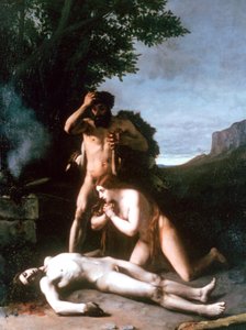 亚当和夏娃找到亚伯的身体，1858年