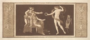 Apollon couronnant les arts Apollo Crowining the Arts, from Recueil de Différentes Compo..., 1784.