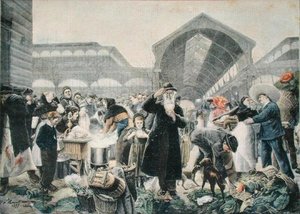 早餐的Les Halles市场的汤站，1897年3月2日Le Petit Journal的插图，由Fortune-Louis Meaulle（1844-1901）刻 作者 卢梭后的让·雅克