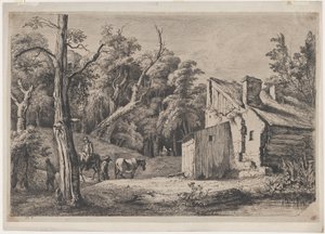 布里森林的入口和右边的小屋，1772年。