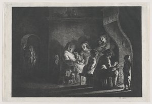 村里的夜晚，1800。