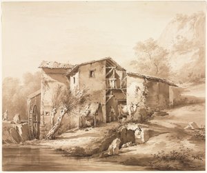 与水车风景，c，1790年。