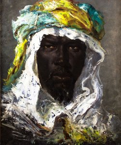 Tete de Maure，约 1875 年（纸面油画，铺在画布上） 作者 让·约瑟夫·本杰明·康斯坦斯