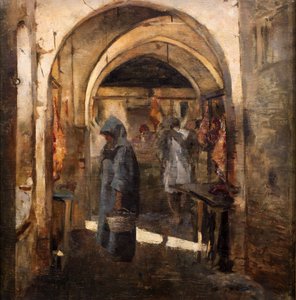 肉铺，19 世纪下半叶。(布面油画） 作者 让·约瑟夫·本杰明·康斯坦斯