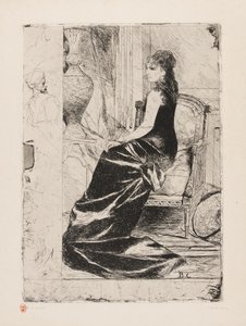 黑衣女子，约 1876 年（奶油纸蚀刻版画） 作者 让·约瑟夫·本杰明·康斯坦斯