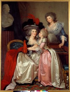全家福 贵族家庭，母亲、女儿和下一个。 让·洛朗·莫斯尼尔 (Jean Laurent Mosnier) 的绘画 (1743/4-1808)