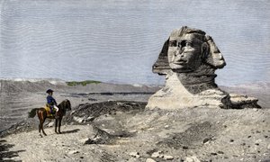 埃及战役（远征）（1798-1801 年）：拿破仑一世-波拿巴（1769-1821 年）在埃及吉泽狮身人面像前 作者 让·莱昂·杰罗姆