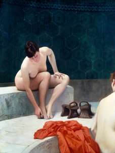 两个女人在洗澡让-莱昂-热罗姆的画作（让-莱昂-热罗姆 作者 让·莱昂·杰罗姆