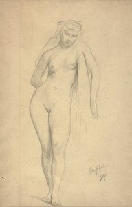 Omphale，约1887年（纸上石墨） 作者 让·莱昂·杰罗姆