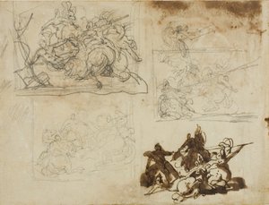 四幅骑兵作战草图 作者 让·路易·安德烈·西奥多·杰里科