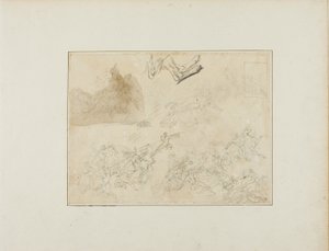 骑兵战斗草图；狗的后腿