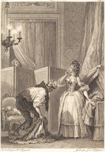 戴绿帽子的人，被打得很开心 作者 Jean Louis Delignon 和 Antoine Jean Duclos 在 Jean Honoré Fragonard 之后