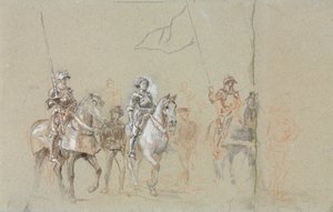 圣女贞德，约 1889 年（石墨、红色粉笔、水彩和黑白水粉画） 作者 让-路易斯·欧内斯特·梅森尼尔